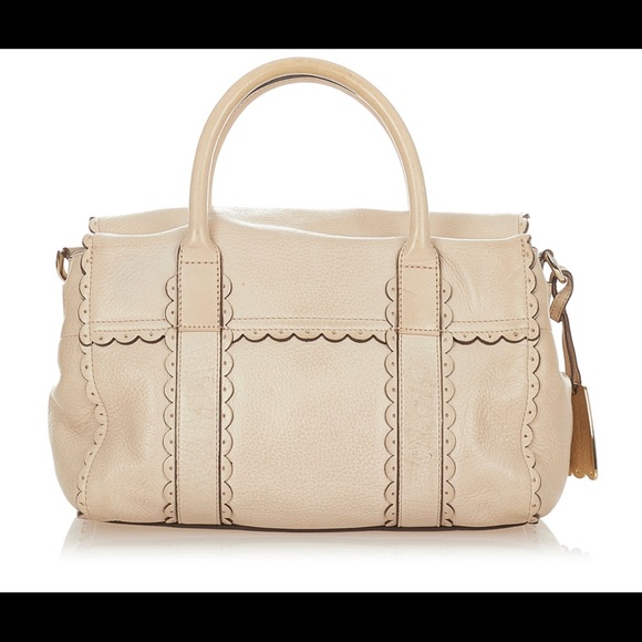Beige Mulberry Scalloped Bayswater Leather Handbag
